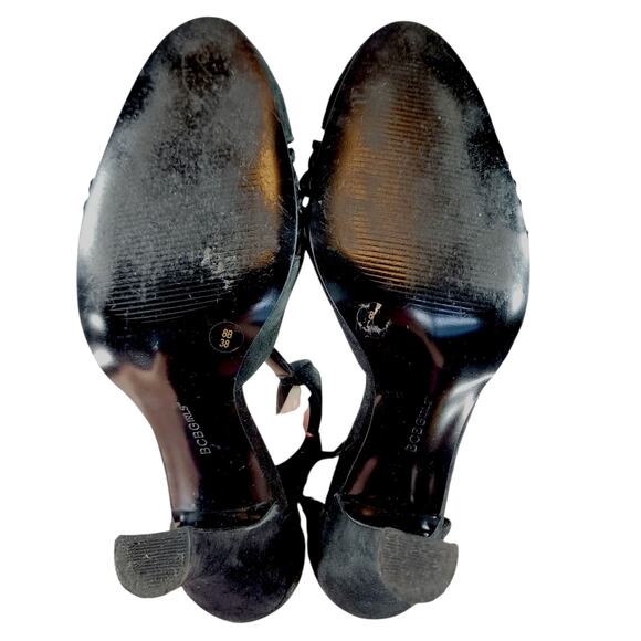 BCBGirls T Strap Heels sz 8B Women Black Suede Leather 4" Retro 1940s Whimsigoth - Picture 8 of 11